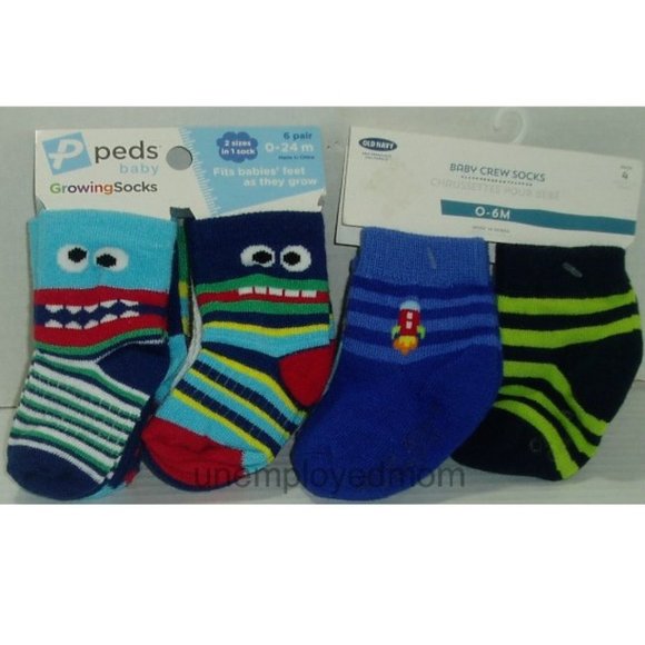 Peds, Old Navy Other - Boys Crew Socks Monster Rocket Stars Moon Peds Growing Lot 10 pair